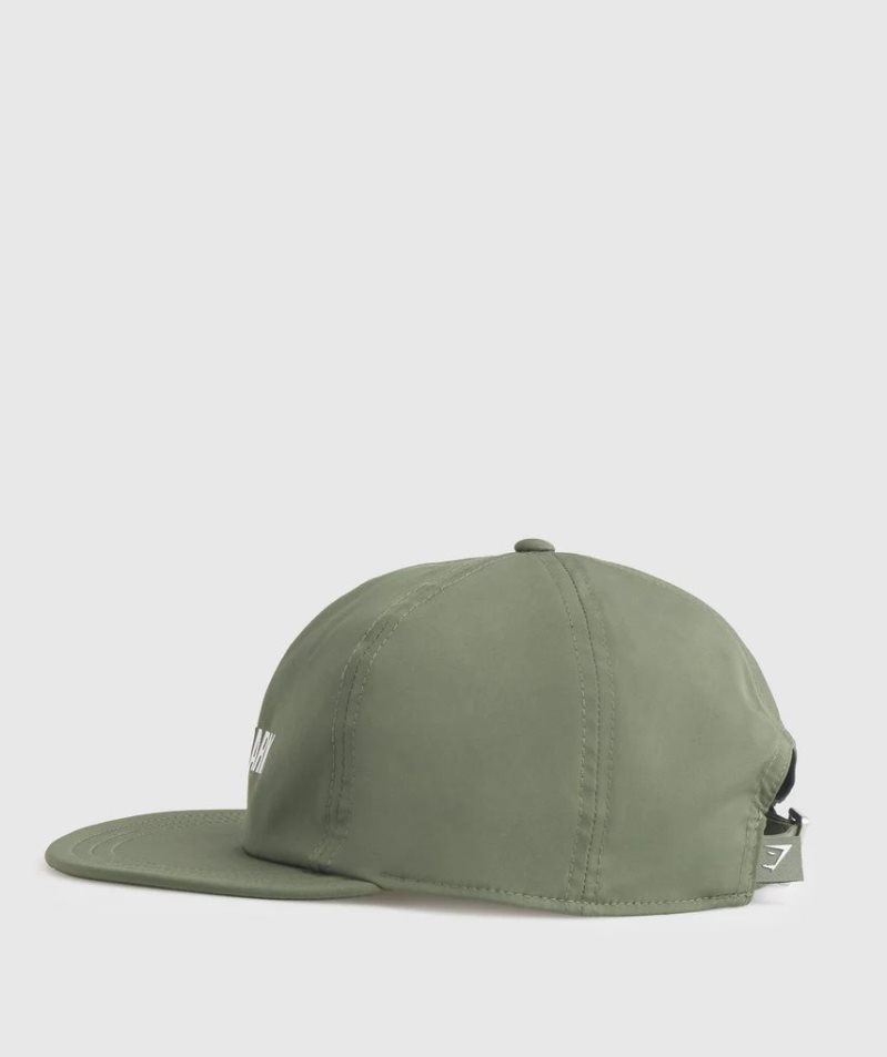 Gymshark Flat Peak Caps Olive | CA 1AD573